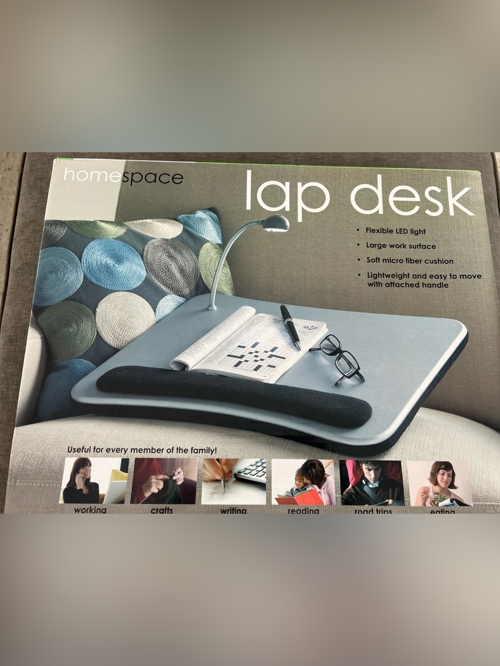 Homespace Lap Desk with Flexible LED Light